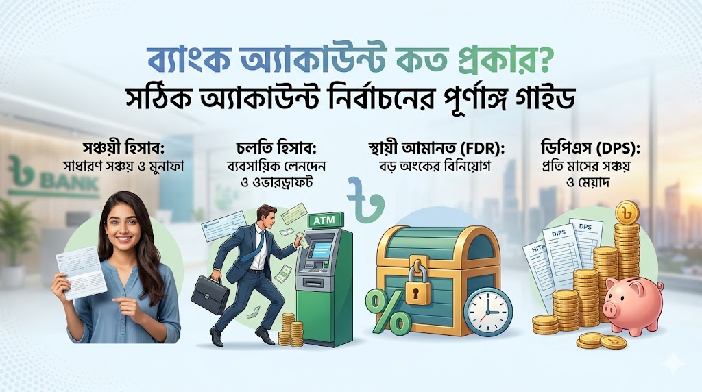 ব্যাংক একাউন্ট কত প্রকার- লেখক ডট মি